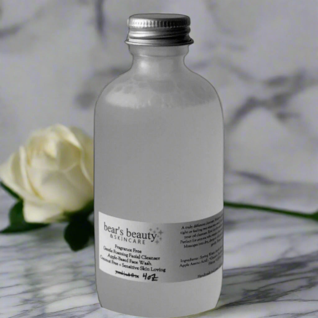 REFILL | Fragrance Free | Gentle Foam Facial Cleanser 120mL | Glass Screw Top Bottle | Palm-Free | Coconut-Free Cleanser | pH Balanced